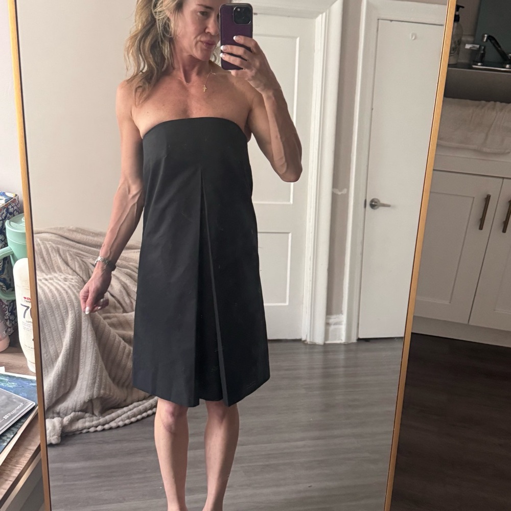 La Prestic Ouiston Paris Strapless Black Cotton Dress with Built-In Corset Sz S - Picture 3 of 13